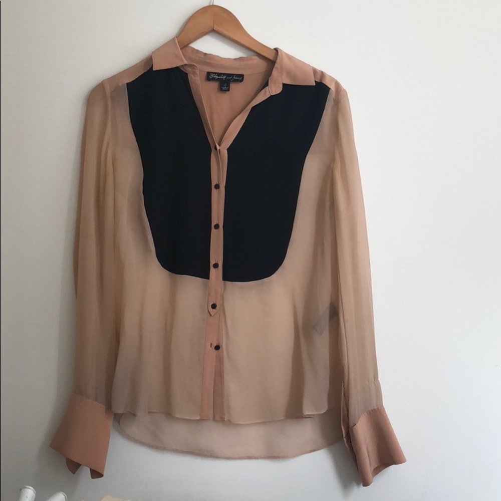 Silky Charlie sheer tuxedo top